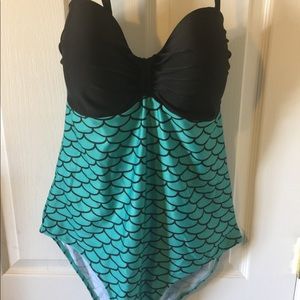 One piece mermaid bathing suit plus size